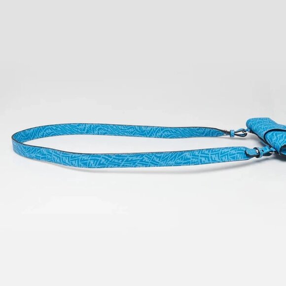 Fendi Cyber Blue Glazed Fabric FF Vertigo Baguette Belt Pouch Bag - Picture 5 of 10